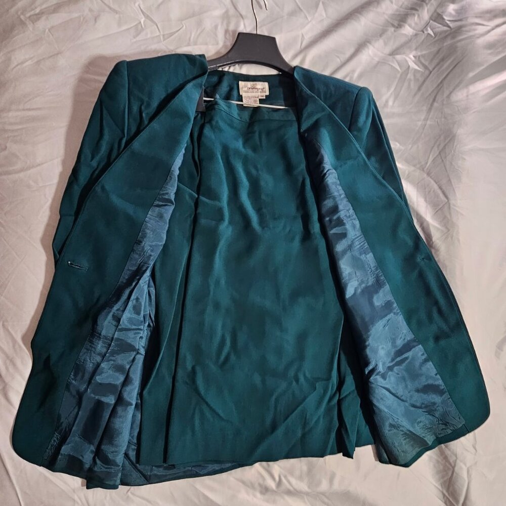 Vintage Women's Worthington 2 PC Skirt Suit. Fully-lined. Aqua. Size 18. - Picture 2 of 8